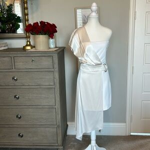 Women's Cushnie Ivory Asymmetrical Drapping Strapless Dress Size 6